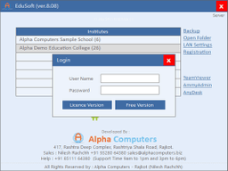 Alpha School Management login and company Screen